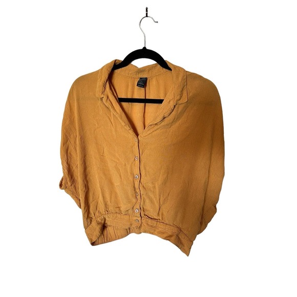 prAna Tops - PRANA Womens Top PERMILIA Mustard Yellow Button Up Dolman Sleeve Size M